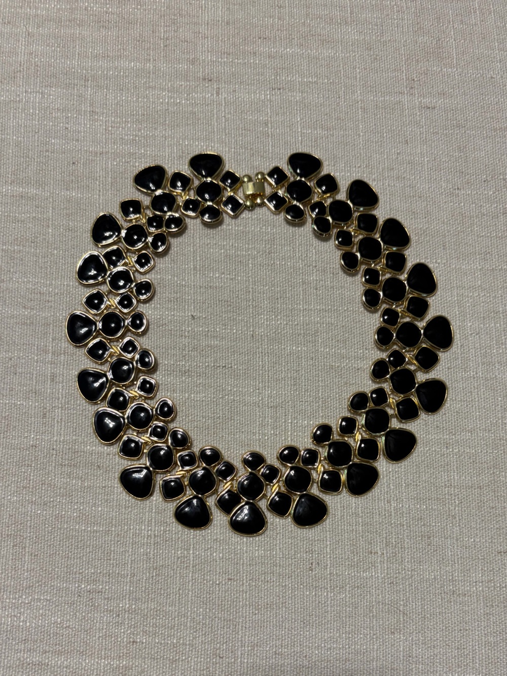 Elegant Black Enamel Floral Statement Bib Necklace - Women Jewelry